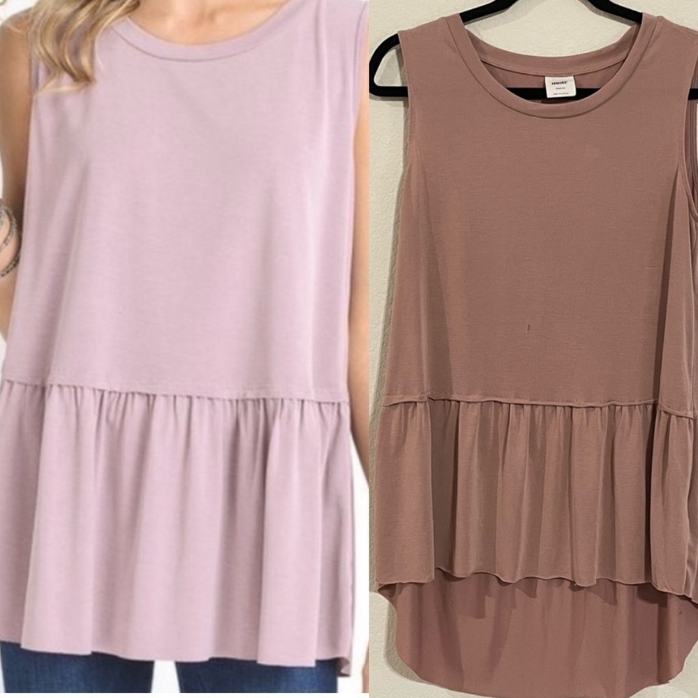 Mote Women’s Tank Top Medium Pink Mauve Longline Oversized High Low Lightweight